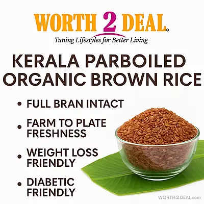Worth2Deal Kerala Brown Rice brand trust banner highlighting purity & nutrition