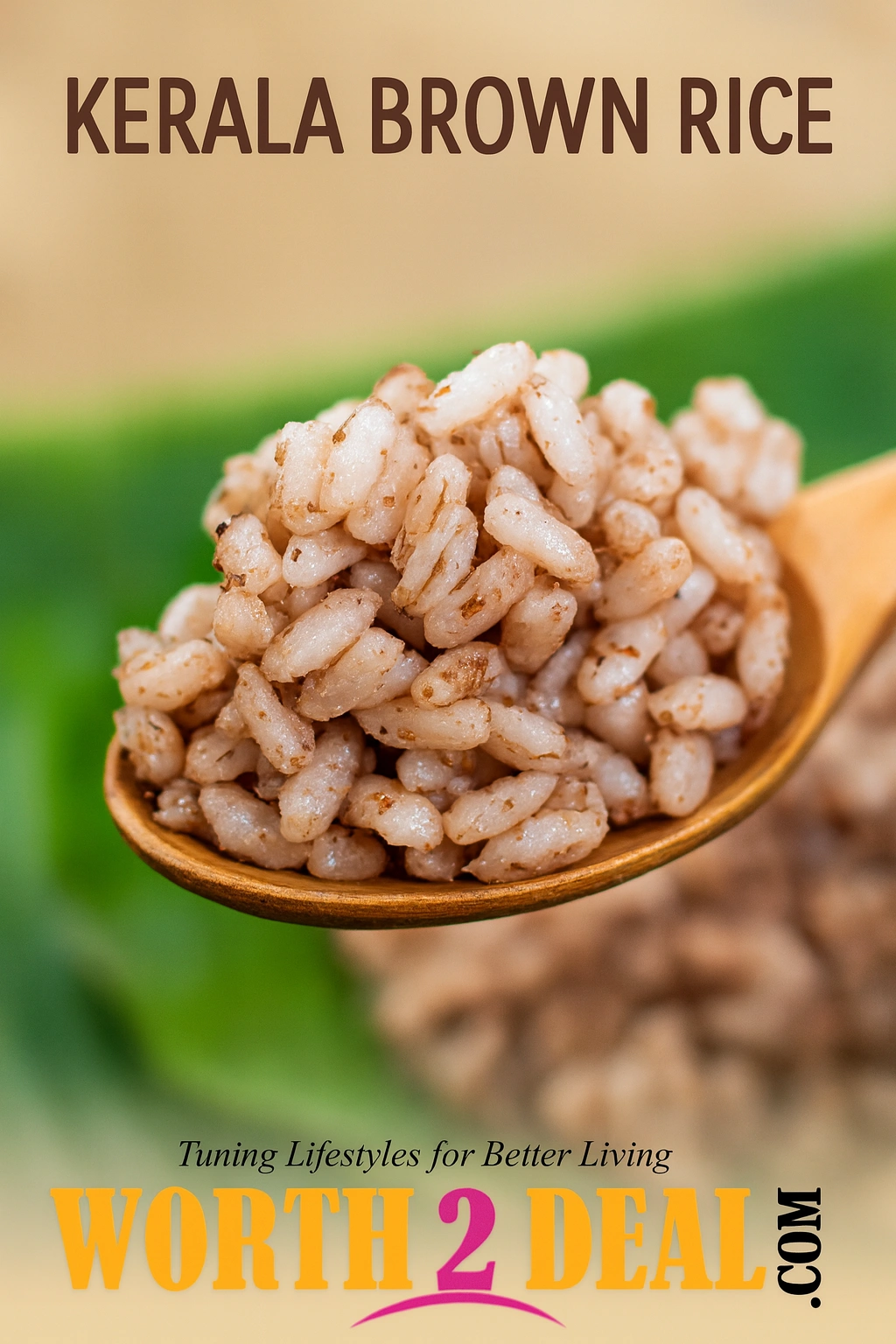 Macro texture of Kerala brown rice showing bran retention and natural sheen