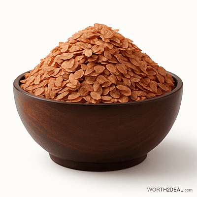 Kerala red rice poha (Matta Avil) in bowl on white background