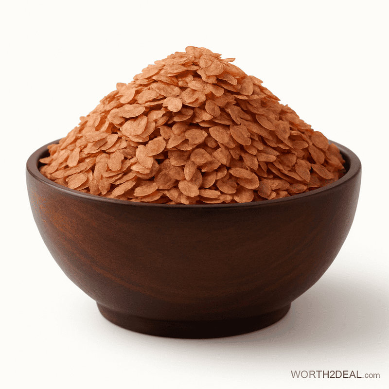 Kerala red rice poha (Matta Avil) in bowl on white background