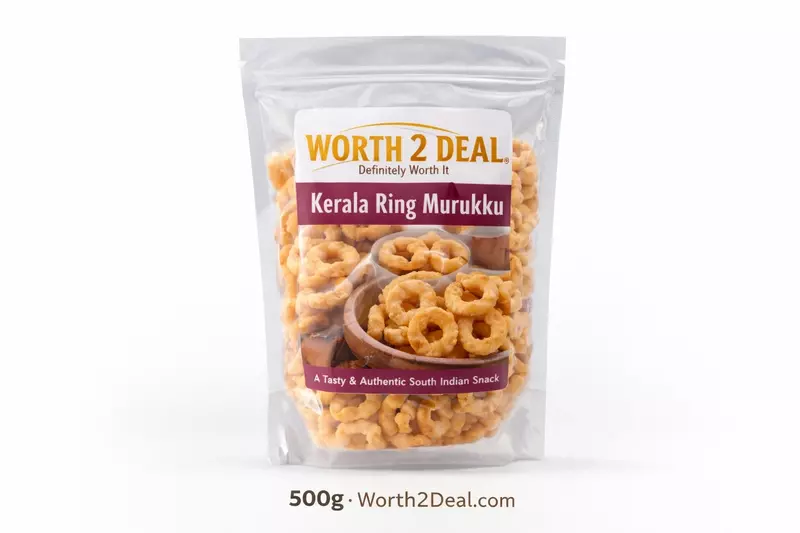 Worth2Deal Kerala Ring Murukku 500g pack — Authentic South Indian crispy rice flour snack