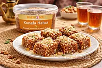 Kunafa halwa served on plate for dessert