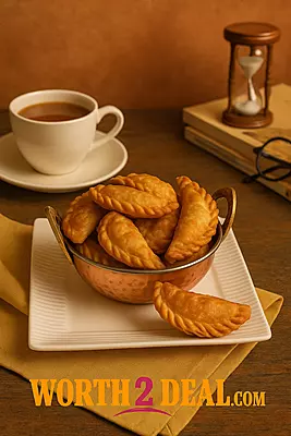 Malabar chicken samosa served with tea Worth2Deal