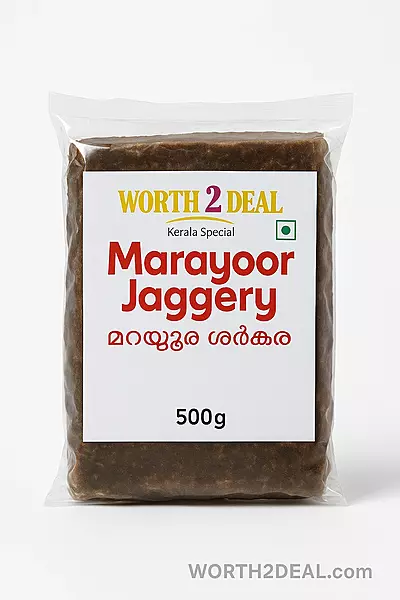 Worth2Deal Marayoor Jaggery 500g GI-Tagged Kerala Sarkara Packshot