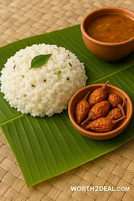 Curd chillies served with curd rice South Indian traditional meal Worth2Deal