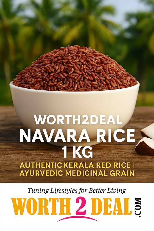 Worth2Deal Navara Rice 1kg Authentic Kerala Red Rice Ayurvedic Medicinal Grain