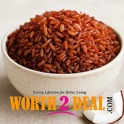 Cooked Worth2Deal Navara Rice soft aromatic nutritious Ayurvedic red rice