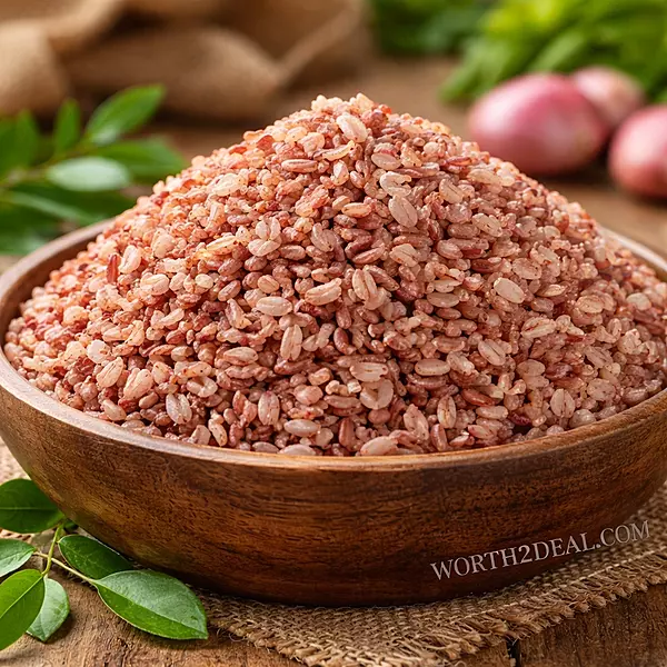 WORTH2DEAL organic vadi matta rice raw red parboiled rice grains with natural bran