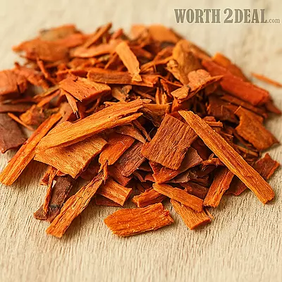 Close-up view of Worth2Deal Pathimukham Sappan Wood pieces showing natural red-brown texture