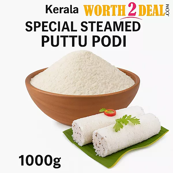 Worth2Deal Kerala Steamed Puttu and stemed Puttu Podi coarsely ground Kerala rice flour