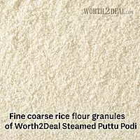Dry texture of Worth2Deal Puttu Podi showing coarse and even rice grain consistency