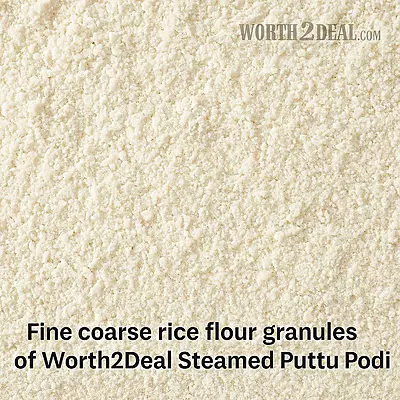 Dry texture of Worth2Deal Puttu Podi showing coarse and even rice grain consistency