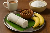 Worth2Deal Puttu Podi used to make fluffy Kerala puttu served with kadala curry ,banana and tea