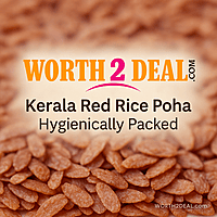 Worth2Deal logo over soft red-poha background with quality message