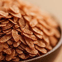 Macro close-up of flattened Kerala red rice flakes