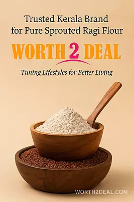 Worth2Deal Sprouted Ragi Flour brand trust image showing purity quality and natural sprouted millet