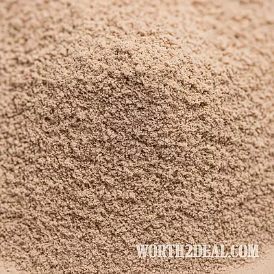 Closeup of Worth2Deal Sprouted Ragi Flour finely ground sprouted finger millet flour texture