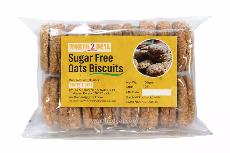 Worth2Deal Sugar-Free Oats Biscuits 400g diabetic friendly oats cookies