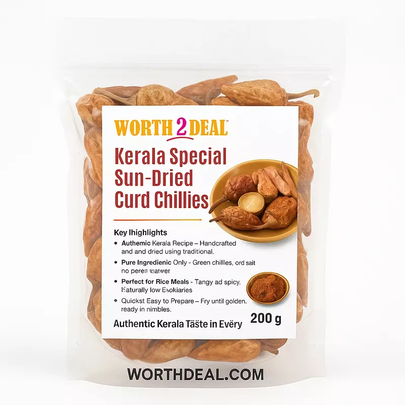 Worth2Deal South Indian Sun Dried Curd Chillies 200 g Mor Milagai Dahi Mirchi