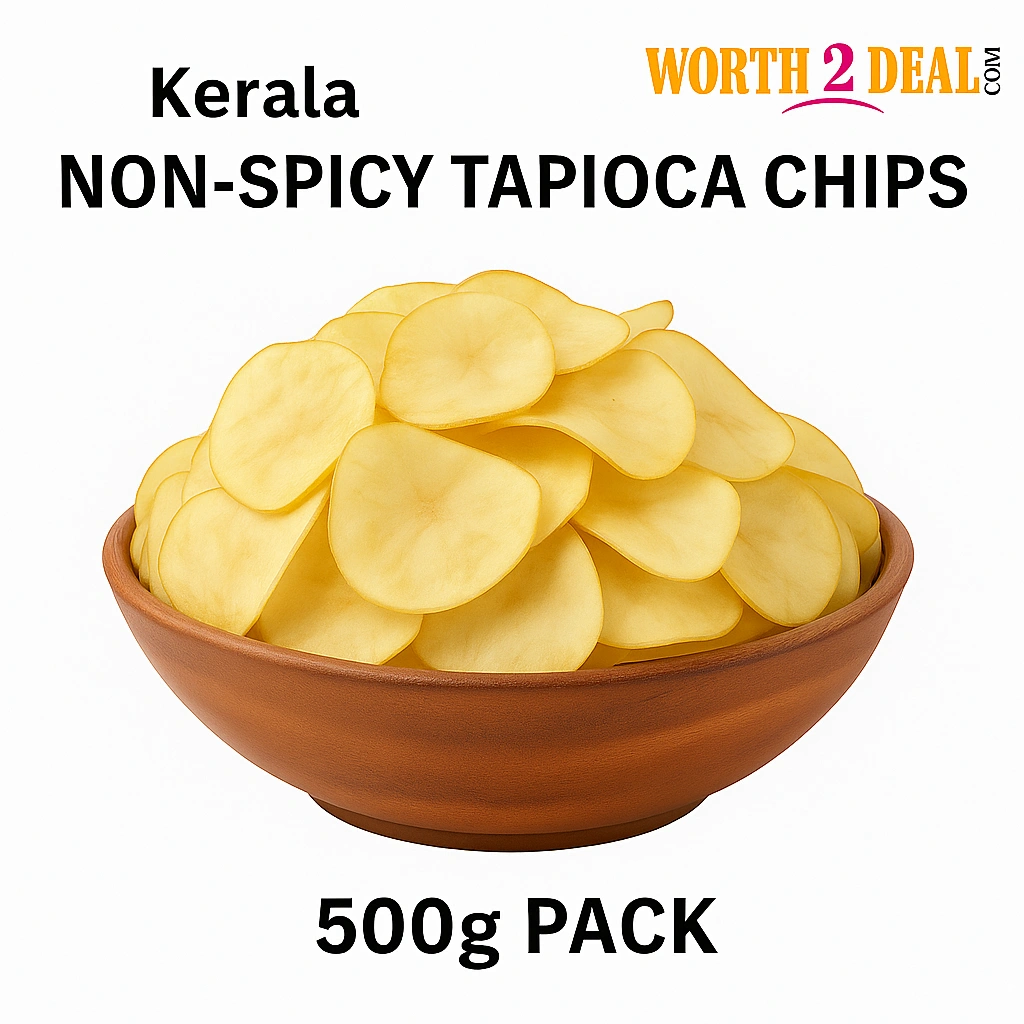 Worth2Deal Kerala Non-Spicy Tapioca Chips 500g natural organic kappa chips