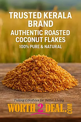 Worth2Deal Trusted Kerala Brand for Toasted Coconut Flakes Natural and Authentic