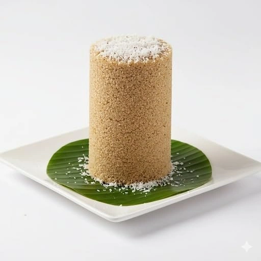 close up of Worth2Deal Kerala Special Wheat Puttu in a banana leaf, prepared in Coarse Ground Wheat