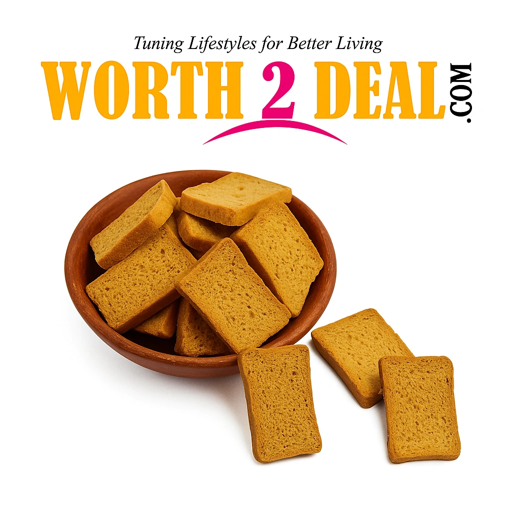 Worth2Deal Sugar-Free Wheat Rusk 250g – crisp whole wheat rusks with natural fibre