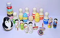 Traditional Indian Toy Set Raja & Rani Wooden Dolls Non Toxic Colors