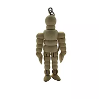 2.5"" Wooden Manikin Keyring - Movable Wood Limbs