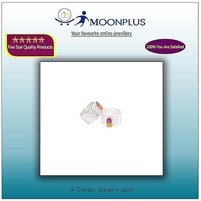 Silver Toe ring, Metti with Pink Enamel Design Silver Toe ring, Metti with Pink Enamel Design