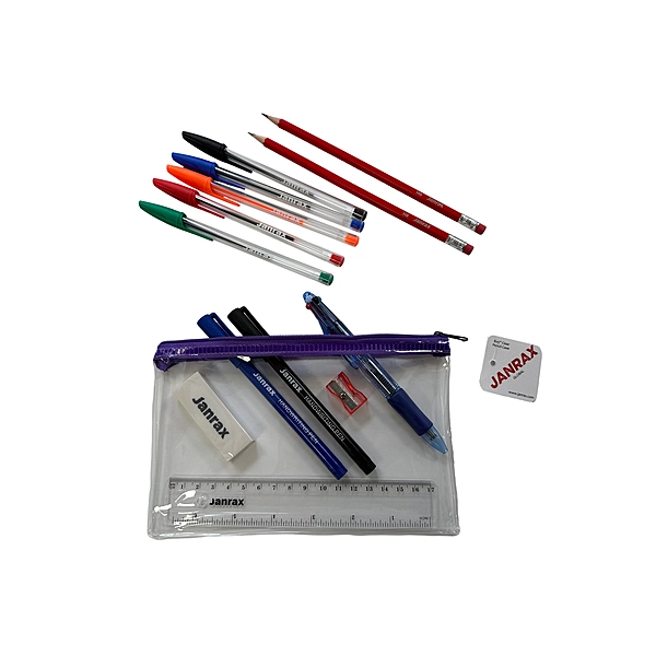 Stationery Filled Purple Zip 8x5"" Pencil Case
