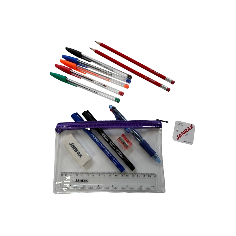Stationery Filled Purple Zip 8x5"" Pencil Case