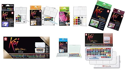 SAKURA KOI ARTISTS' WATERCOLOR SET HALF PANS
