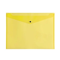 Pack of 12 Janrax A3 Yellow Document Wallets - Button Stud Folder