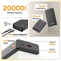 Ambrane Xtreme 20000Mah Power Bank (22.5W) Black
