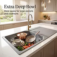 Quartz Pro Drain Board Sink (Smokey Grey)