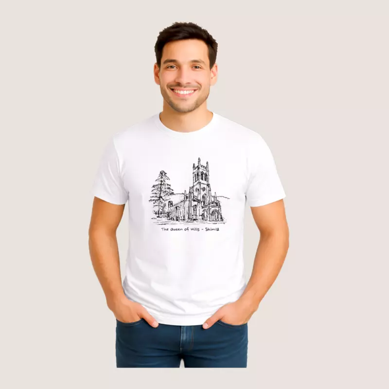 Yatrika Classic Timeless Shimla T-shirt in white with Christ Church print