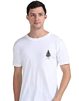 Yatrika Nature's Serenity T-shirt in white, pine tree print, Shimla-inspired