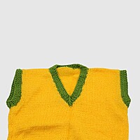 (3-4 Years) Kids HandKnitted Woolen Sweater, Yellow with Green Stripes