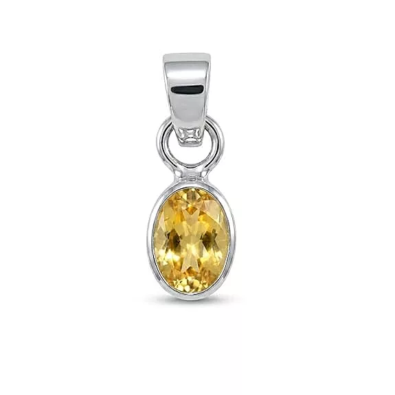 Natural Pukhraj Yellow Sapphire Pendant in 92.5 Sterling Silver for Men & Women