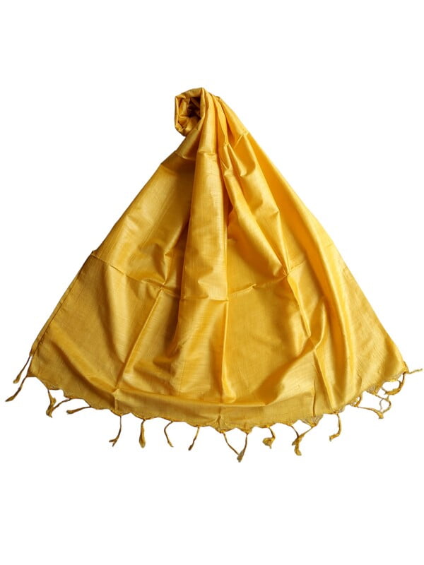 Yellow Cotton Silk Solid Dupatta