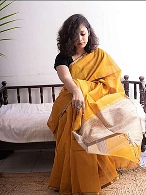 Bengal Handloom Silk Cotton Saree - Yellow Bengal Handloom Silk Cotton Saree - Yellow