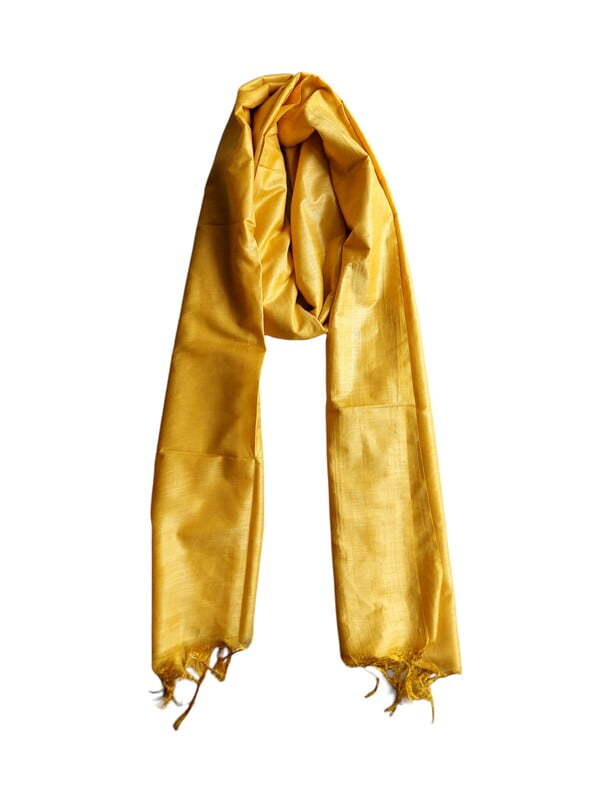Yellow Cotton Silk Solid Dupatta