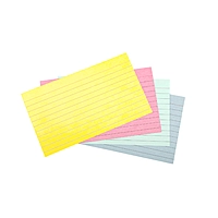 Pack of 100 Assorted Colour Ruled 5x3" Record Cards – Lined Study Index Cards for Notes, Revision