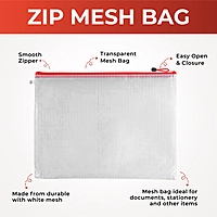 Pack of 12 A3 Red Zip Strong Mesh Bags - Tough Waterproof Storage