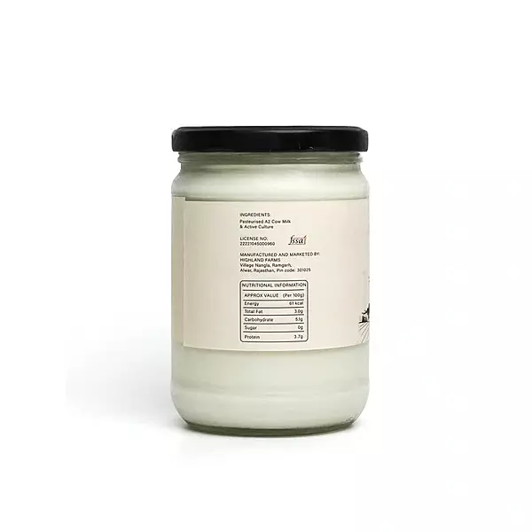 Natural Milk Yogurt A2 500 gms - Highland Farms