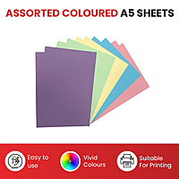 Pack of 50 A5 Assorted Pastel Coloured Card 160gsm Sheets
