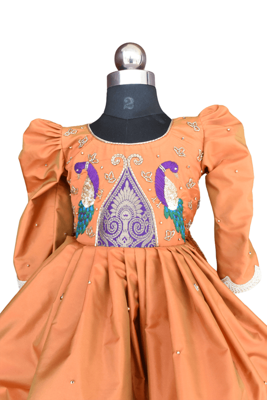 Amber Orange Royal Peacock Gown