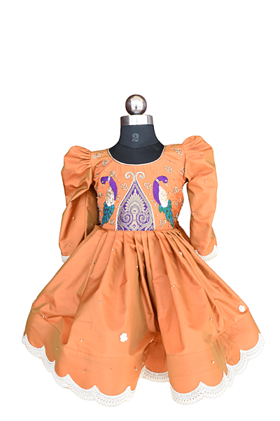 Amber Orange Royal Peacock Gown