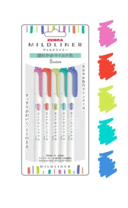 Zebra Mildliner 5 Color Set WKT7-5C-HC-N